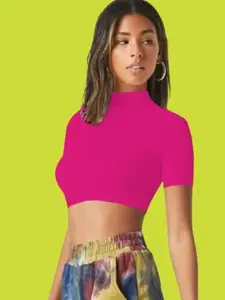 Dream Beauty Fashion Women High Neck Fitted Crop Top