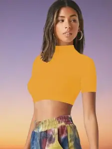 Dream Beauty Fashion Women High Neck Fitted Crop Top