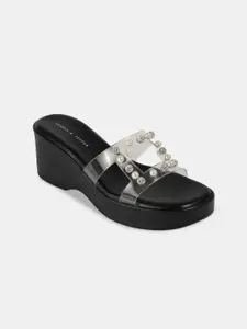 LEMON & PEPPER Women PU Party Wedge Sandals