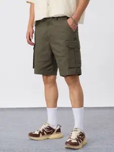 The Souled Store Men Deep Olive Cargo Shorts