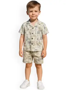 FASHION GRAB Boys Printed Pure Cotton Shirt With Shorts
