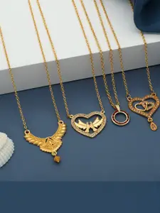 Anouk Pack of 4 Brass Gold-Plated Chain With Pendants