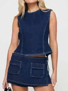 StyleCast Denim Sleeveless Top & Cargo Mini Skort Co-Ord Set