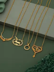 Anouk Set Of 4 Brass Gold-Plated Necklace