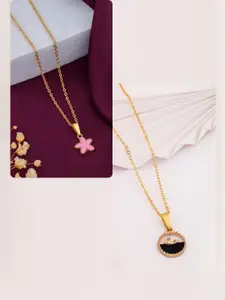 DressBerry Set of 2 Gold-Plated Charms Necklace