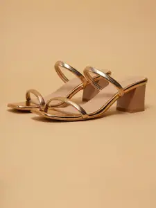 ERIDANI Women Lyraa Metallic Block Heels Sandals