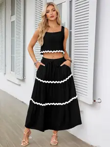 Outzidr Square Neck Crop-Top With Maxi Skirt Co-Ords