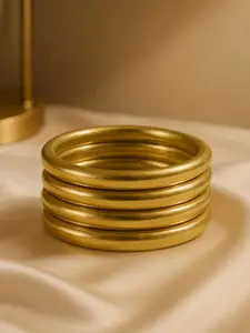 ATIBELLE Set Of 4 Gold-Plated Round Shaped Glossy Bangles
