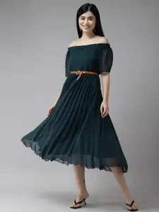 Roadster Green Georgette Dresses