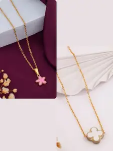 DressBerry Set of 2 Gold-Plated Charms Necklace
