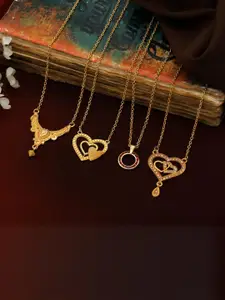 Anouk Set Of 4 Brass Gold-Plated Necklace