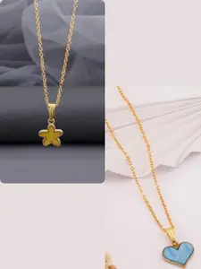 DressBerry Set of 2 Brass Gold-Plated Necklace