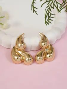 I Jewels Gold Plated Teardrop Shaped Studs