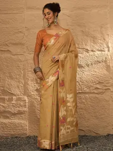 Anouk Floral Pure Linen Khadi Saree