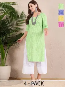 Anouk Rustic Women Pack of 4 Striped Crepe Kurtas