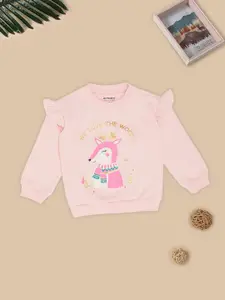 Pantaloons Baby Girls Graphic Printed Round Neck Cotton Pullover Sweatshirt