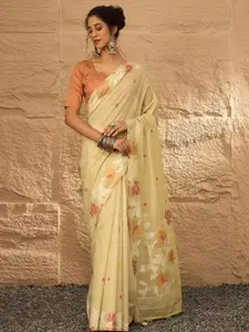 Anouk Floral Pure Linen Khadi Saree