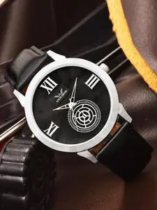 LOUIS DEVIN Men Printed Dial & Leather Straps Analogue Watch LD-GR079-BLK