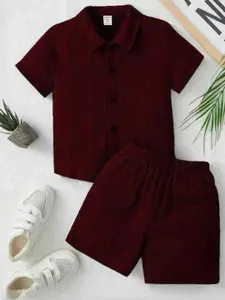 THE FASHION PRIME Boys Shirt Collar Short Sleeves Shirt With Short