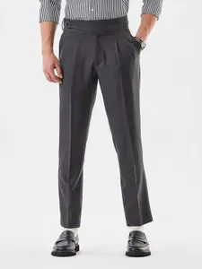 Snitch Men Slim Fit High-Rise Pleated Formal Trousers