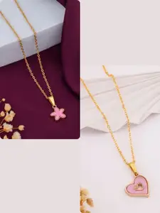 DressBerry Set of 2 Women Gold-Plated Chain With Charms Pendant