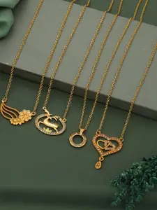 Anouk Brass Pack Of 4 Gold-Plated Chains With Pendant