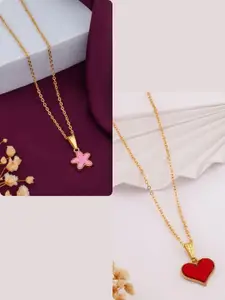 DressBerry Set of 2 Gold-Plated Charms Necklace