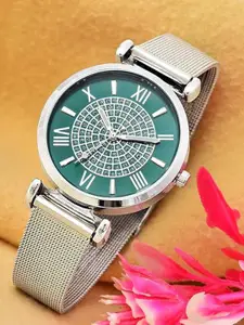 LOUIS DEVIN Women Embellished Dial & Bracelet Style Straps Analogue Watch LD-L189-GRN-CH