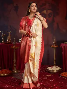 Saree mall Paisley Woven Design Zari Satin Baluchari Saree