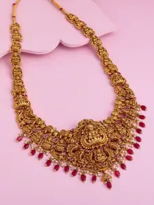 Kushal's Fashion Jewellery Gold-Plated Artificial Stones Studded & Beaded Antique Necklace
