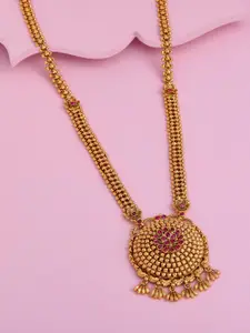 Kushal's Fashion Jewellery Gold-Plated Artificial Stones Studded & Beaded Antique Necklace