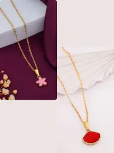 DressBerry Set of 2 Brass Gold-Plated Necklace