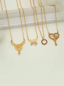 Anouk Brass Pack Of 4 Gold-Plated Chains With Pendant