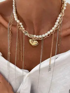 StyleCast x Revolte Silver-Plated Pearls Beaded Tasselled Statement Necklace