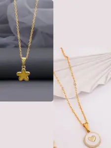 DressBerry Women Pack Of 2 Multi Color Gold-Plated Artificial Beads Causal Necklace