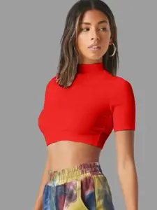 Dream Beauty Fashion Women High Neck Fitted Crop Top