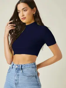 Dream Beauty Fashion Women High Neck Fitted Crop Top