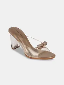 LEMON & PEPPER Embellished Block Sandals with Bows