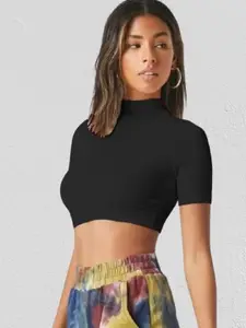 Dream Beauty Fashion Women High Neck Fitted Crop Top