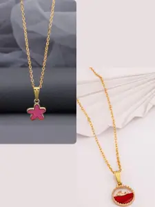 DressBerry Pack of 2 Gold-Plated Charms Pendant Chains