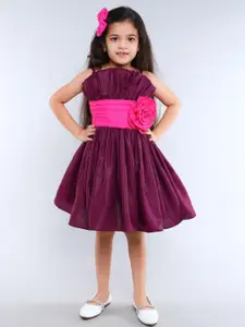 Pink Chick Girls Cotton Colourblocked Fit & Flare Dress