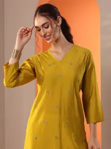 Libas Women Ethnic Motifs Embroidered Festive Silk Straight Kurta
