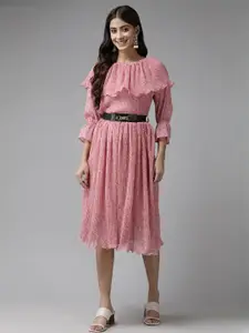 Roadster Pink Georgette Dresses