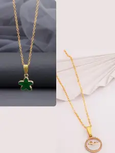 DressBerry Set of 2 Brass Gold-Plated Necklace