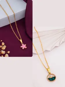 DressBerry Set of 2 Brass Gold-Plated Necklace
