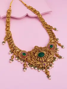 Kushal's Fashion Jewellery Copper Gold-Plated Antique Necklace