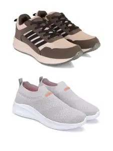 DRACKFOOT Pack Of 2 Men Non-Marking Running Shoes