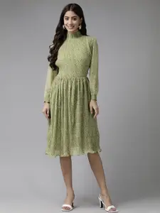 Roadster Green Georgette Dresses