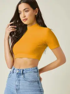 Dream Beauty Fashion Women High Neck Ribbed Fitted  Crop Top