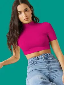 Dream Beauty Fashion Women High Neck Fitted Crop Top